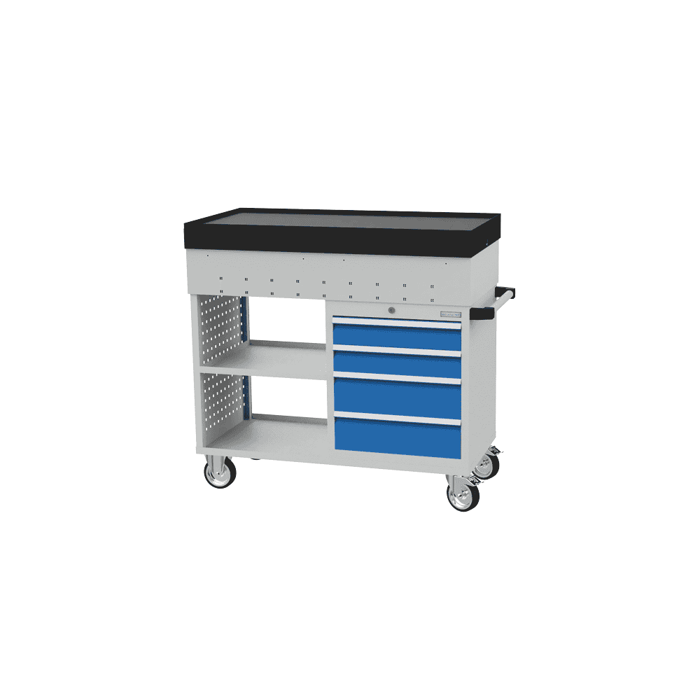 Bedrunka+Hirth Mobiler Werkstattwagen mit Teleskop-Abrollrand und Stauraum, R 18-16, Schubladenanzahl 4, BxTxH 1060 x 500 x 1010 mm