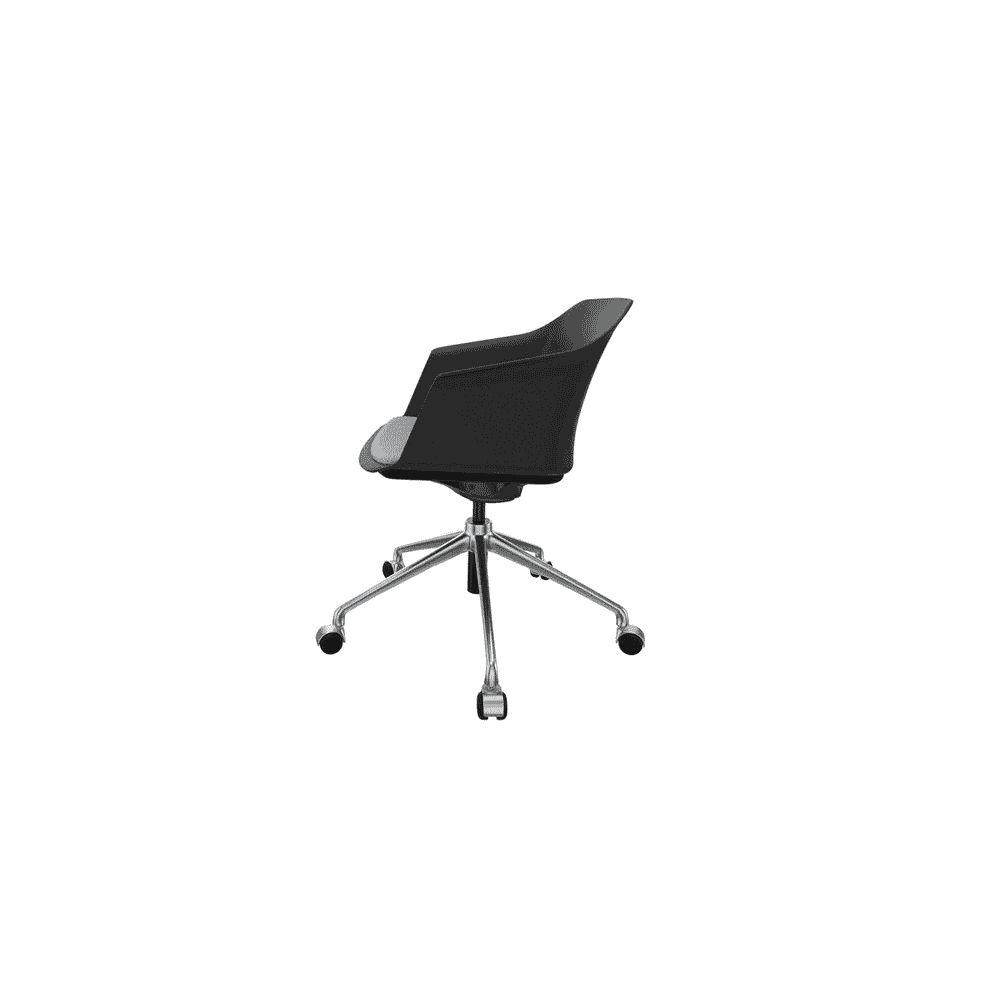 Chaise visiteur EOL Scott, avec roulettes et accoudoirs, noir