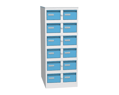 Armoire à fiches - verrouillable - gris-bleu, RAL 7035 / RAL 5012 pour formats DIN A5 et A6
