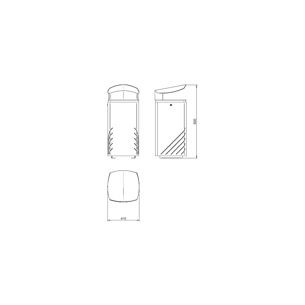 Poubelle MIELEK M en acier, 80 litres, couvercle rabattable verrouillable, L × P × H 410 × 410 × 920 mm