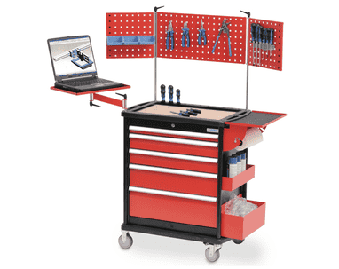 Bedrunka+Hirth Servante d'atelier mobile maxmobile 1, R 24-12, avec structure à panneaux perforés et 5 tiroirs