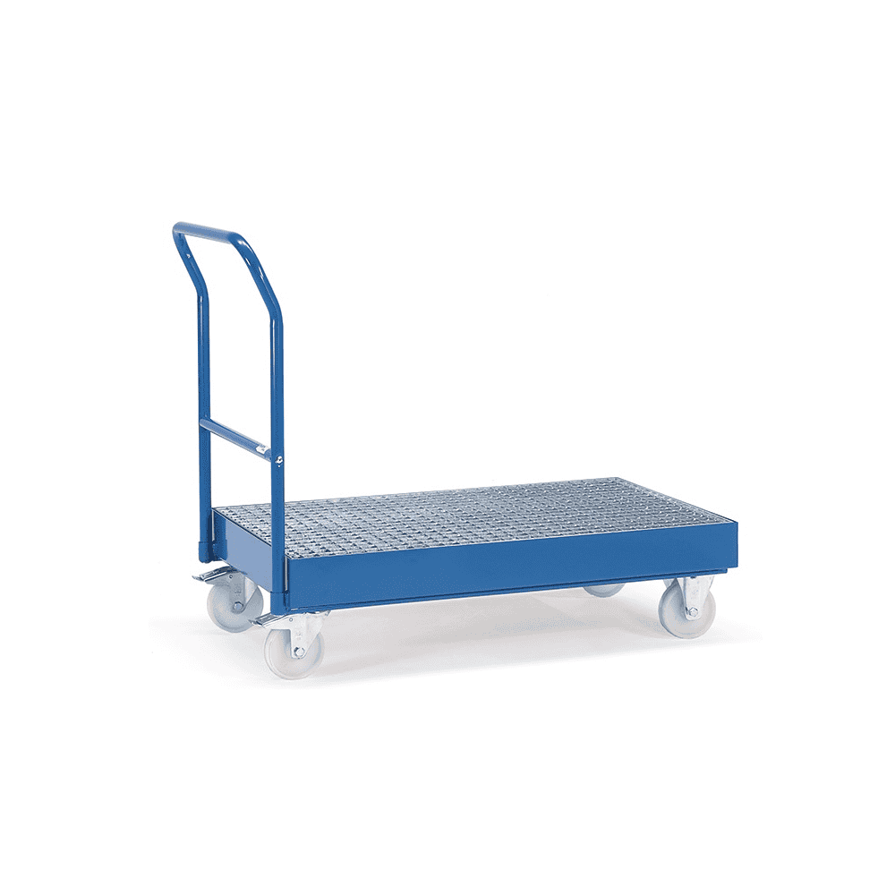 Fetra Chariot de transport pour fûts de 200 litres avec caillebotis et bac de rétention de 45 litres