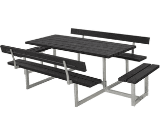 PLUS Basic Ensemble de mobilier de jardin RePlast, noir, disponible en plusieurs modèles