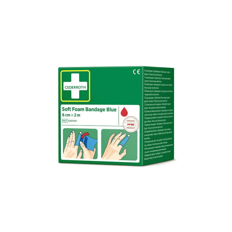 Bandage en mousse souple Bleu, Cederroth 51011011, 60 mm x 2 m