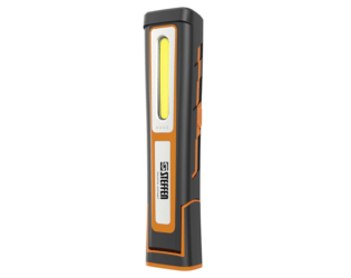 Steffen LED Akku-Arbeitsleuchte 10 W, 1'000 + 180 lm, 5700 K, 180° drehbar, IP65, schwarz/orange