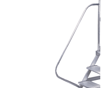 Main courante à la montée pour échelle à palier Schulte en aluminium, accessible des deux côtés