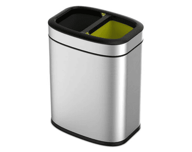 Abfallbehälter OLI CUBE 2 Kammern ohne Deckel, aus rostfreiem Stahl, 10 + 10 Liter