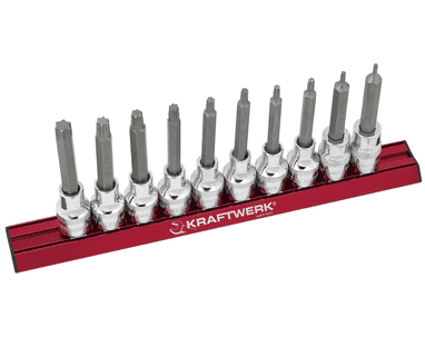 KRAFTWERK PRO LINE TX-Bit-Stecknuss-Satz MAGALU 1/2", 10-teilig, S2-Stahl, T10–T55 für Werkstatt und Montage