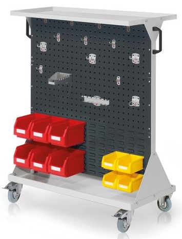 Bedrunka+Hirth RasterMobil® Rollwagen mit 10 Sichtlagerkästen, Grösse 3, BxTxH 1000 x 500 x 1230 mm