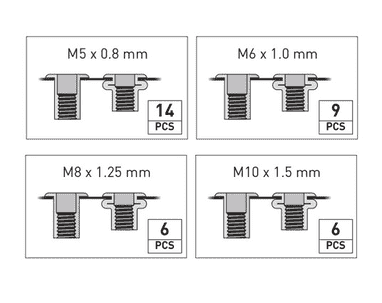 KRAFTWERK Industrieller Hebel-Handnietmutternsatz M5–M10 mit Metallkoffer
