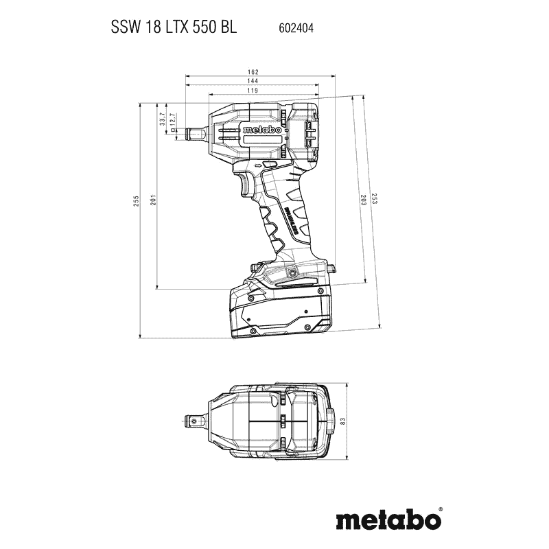 Metabo Akku-Schlagschrauber SSW 18 LTX 550 BL, 18 V in drei Ausführungen