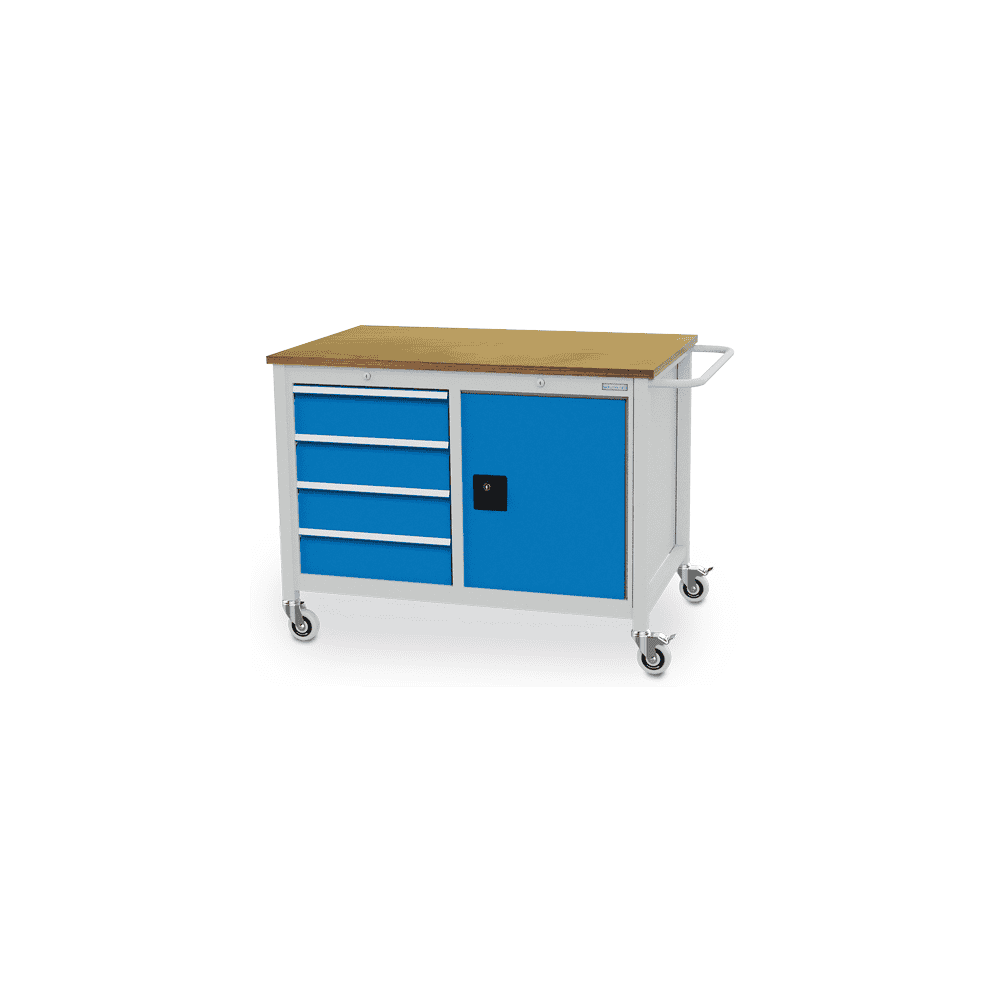 Bedrunka+Hirth Mobile Werkbank, R 18-24, 4 Schubladen, 1 Flügeltüre, 1250 x 750 x 935 mm