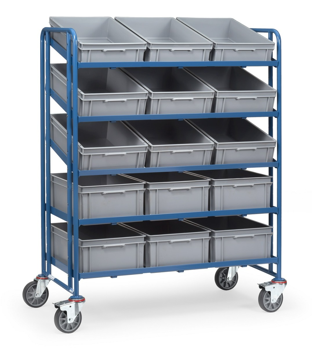 Eurokastenwagen, 1372 x 685 x 1686 mm, Tragkraft 400 kg, mit Kästen
