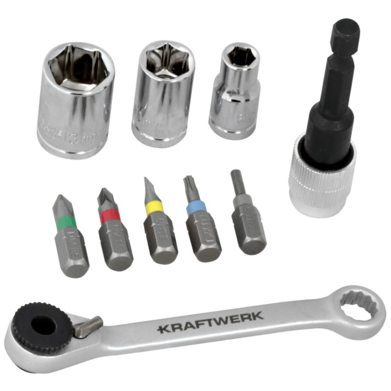 KRAFTWERK Bit-Box mit Mini-Ratschenschlüssel und S2-Stahl-Bits