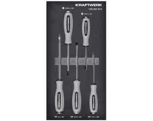 KRAFTWERK BASIC LINE EVA Schlag-Schraubendreher-Einlage, 200 x 400 mm, 5-teilig