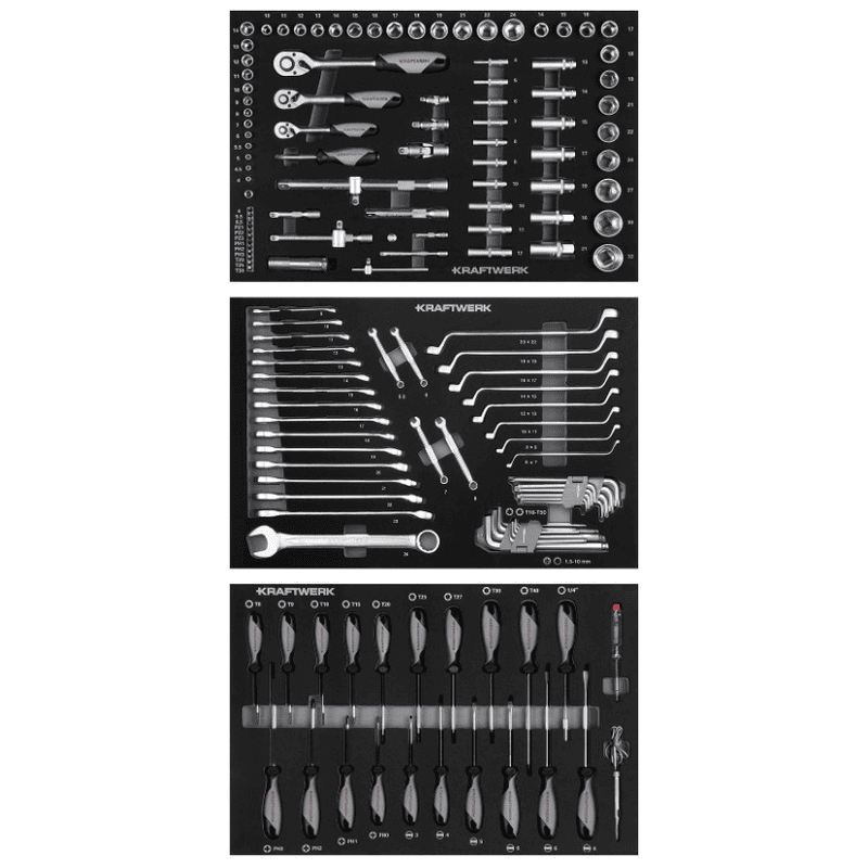 KRAFTWERK BASIC LINE Werkstattwagen BT700, 5 Schubladen, inkl. Werkzeug, 154-teilig, BxTxH 719 x 474 x 1000 mm