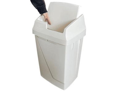 Kunststoffdeckel mit einer Klappe, Zubehör zu Offener Abfalleimer aus Kunststoff 50 l, Farbe weiss