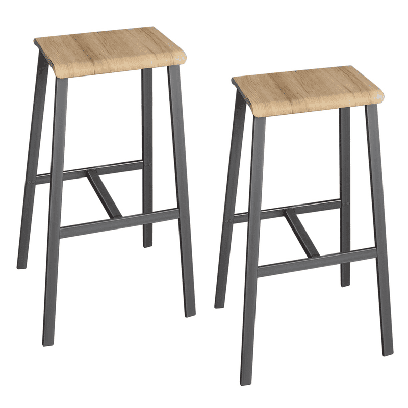 Tabouret de bar Loris avec repose-pieds, lot de 2, design industriel, 640 x 390 x 770 mm, en 2 couleurs