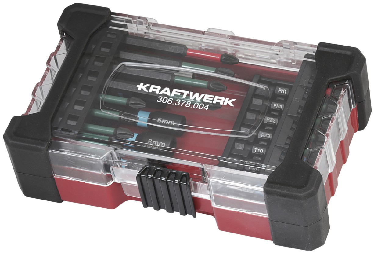 KRAFTWERK Bit Box Profi Impact Control 1/4", 29-teilig, S2-Stahl Impact-Torsionsbits, PH/PZ/TX
