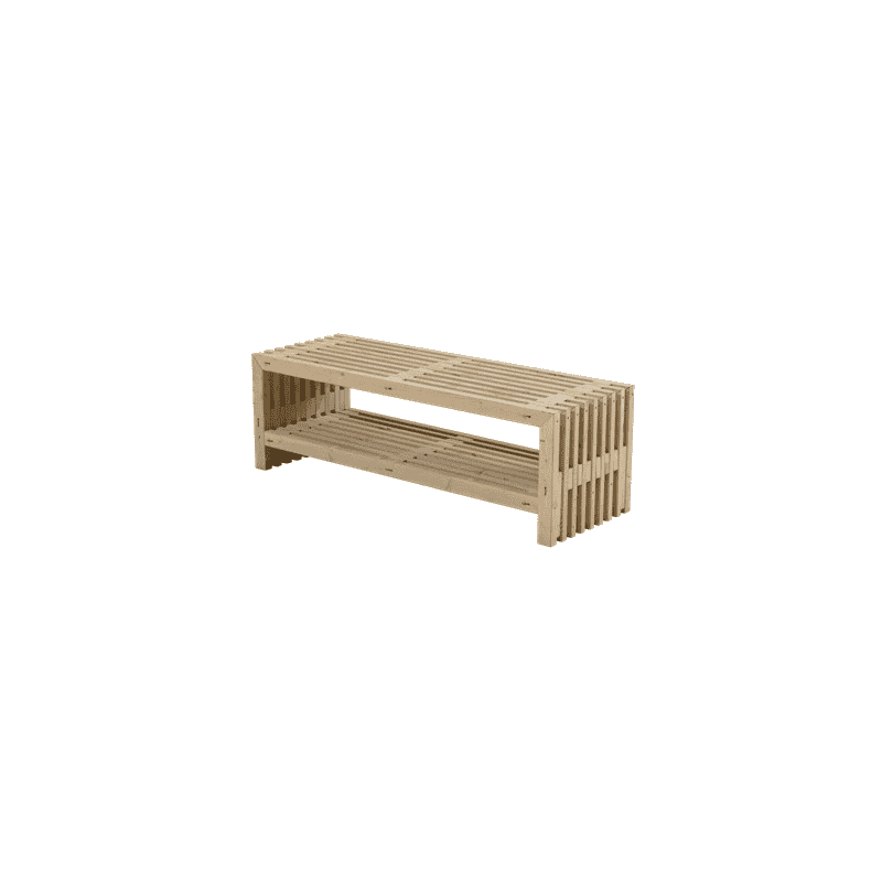 Banc rustique, deux couleurs, deux longueurs, avec ou sans étagère