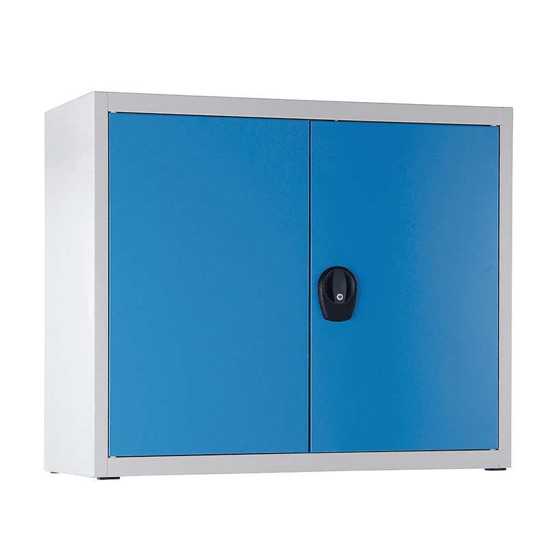 Niedriger Magazinschrank mit 34 Sichtlagerkästen