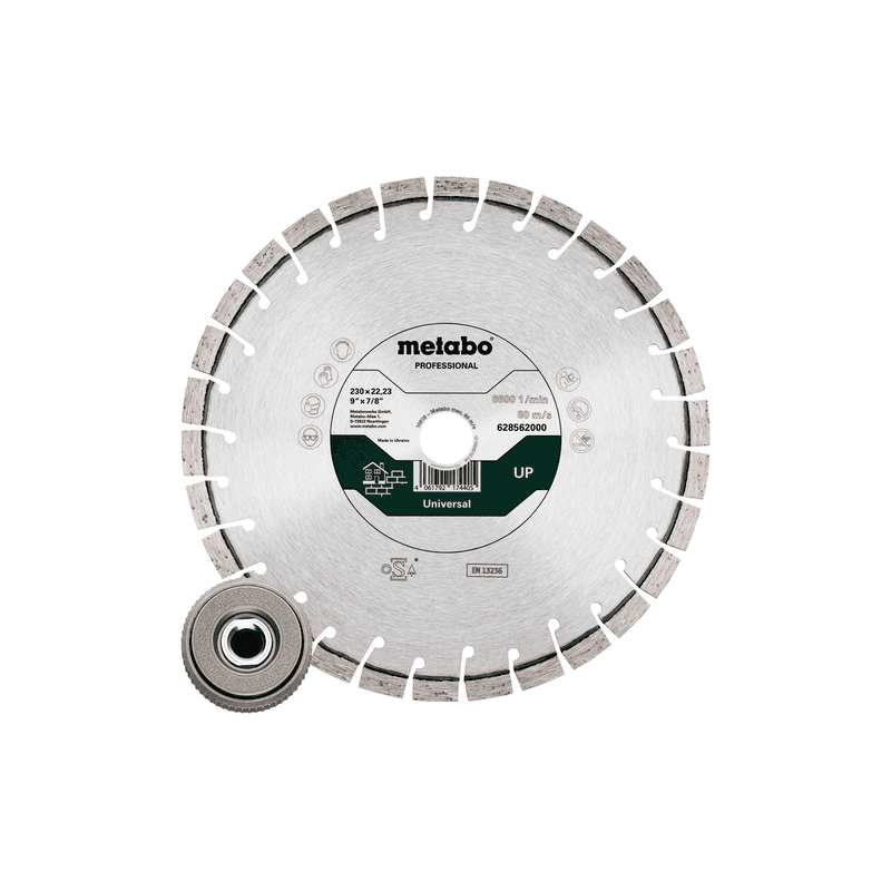 Metabo Set: Meule à tronçonner diamantée "UP", 230 x 22,23 mm et écrou de serrage rapide M 14