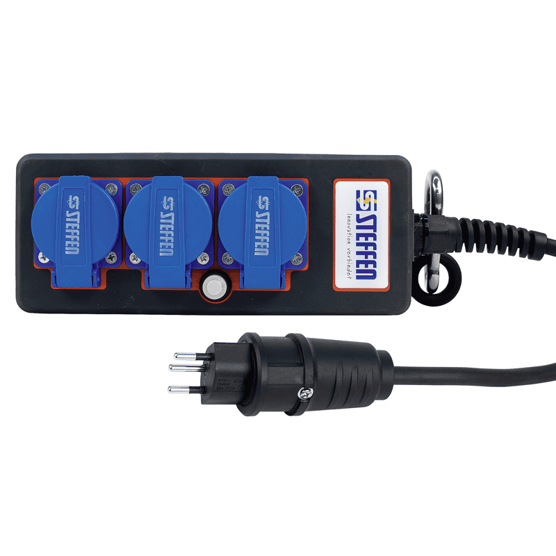 Steffen Steckdosenleiste PROFESSIONAL, T13 Steckdosen, 10 A, GdV 3 x 1.5mm², IP20, schwarz/blau, diverse Ausführungen
