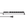 Steffen Steckdosenleiste ALU MODULAR SILVER, 6 x T13, 10 A, IP20, 3 m Kabel, mit Filter und Schalter, silber/schwarz