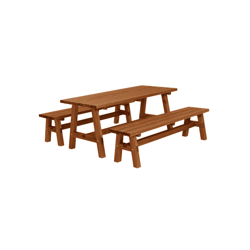 Country table et banc de jardin, trois coleurs, 1770 x 1810 x 760 / 450 mm