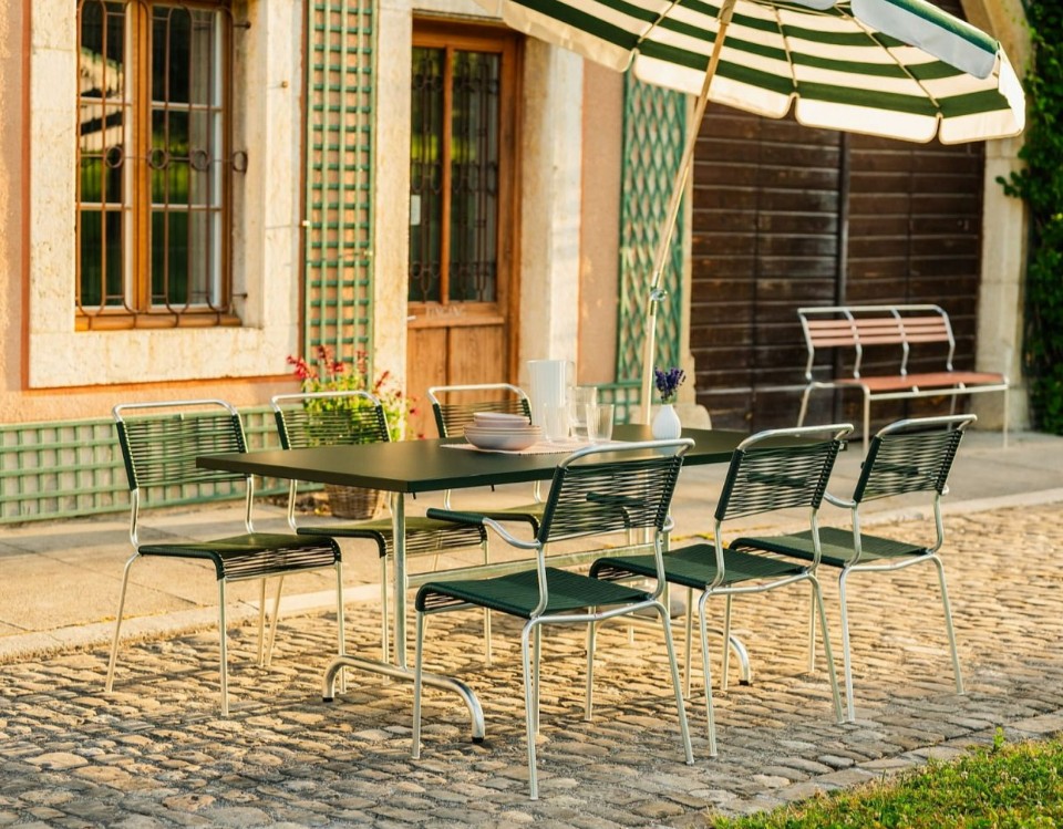 Schaffner Chaise de jardin Spaghetti Säntis avec accoudoirs, disponible en plusieurs versions