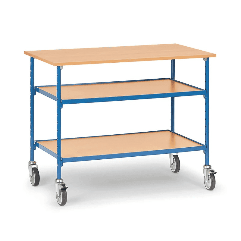 Rolltisch mit 3 Böden aus Holz