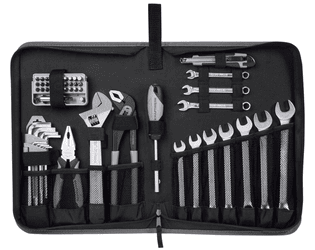 KRAFTWERK BASIC LINE Werkzeugetui, 57-teilig, universelles Werkzeugset mit Steckgriff, Bits, Ring-Maulschlüsseln
