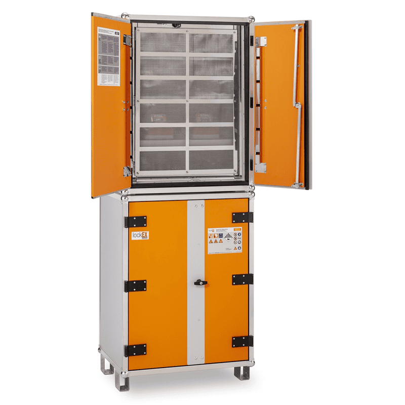 Cemo Akku-Lade- und Lagerschrank 8/20 Basic LockEX 2.0, mit Füssen, in zwei Ausführungen
