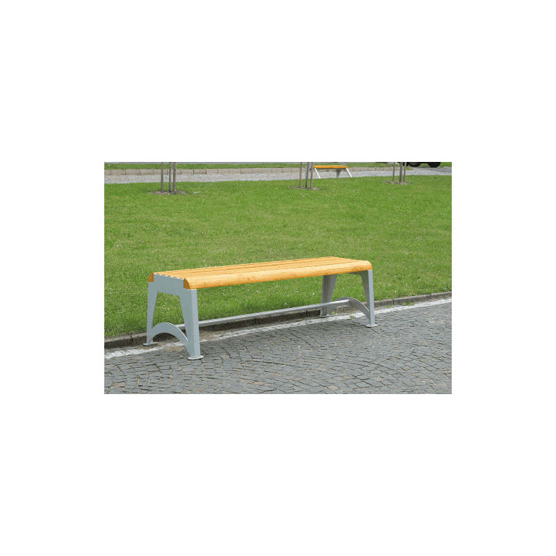 Banc de parc en bois et acier galvanisé à chaud sans dossier