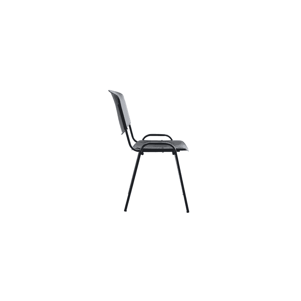 Chaise visiteur ARWS C10 en plastique, empilable, structure en acier thermolaqué, noir