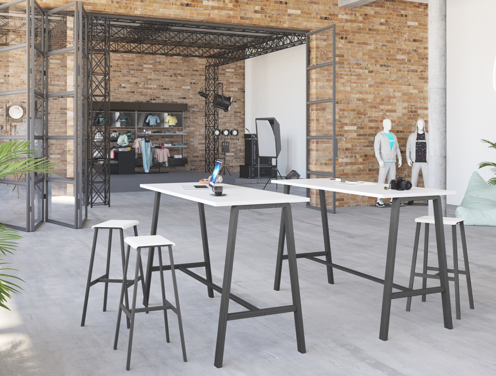 Tabouret de bar Loris avec repose-pieds, lot de 2, design industriel, 640 x 390 x 770 mm, en 2 couleurs