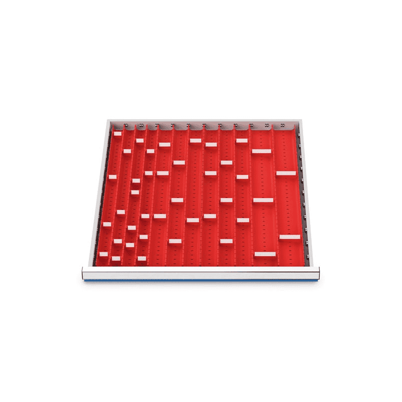 Muldenplatten Set 56-teilig, R 24-24, Schubladennutzmass 600 x 600 mm, Blendenhöhe 50 / 75 mm