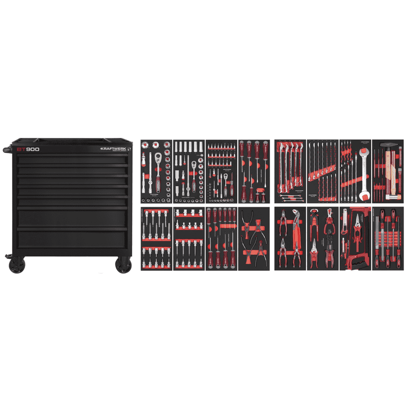KRAFTWERK BT900 BT Line Werkstattwagen, 7 Schubladen, schwarz, 241-teilig, BxTxH 999 x 474 x 1000 mm