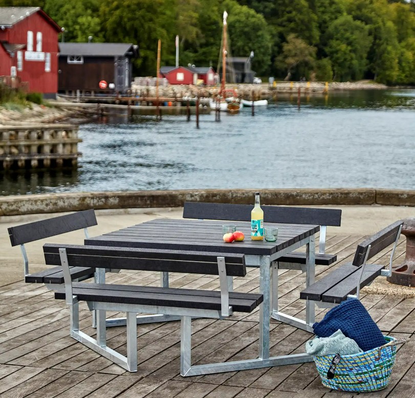 PLUS Ensemble de mobilier de jardin Twist RePlast, noir, disponible en plusieurs modèles