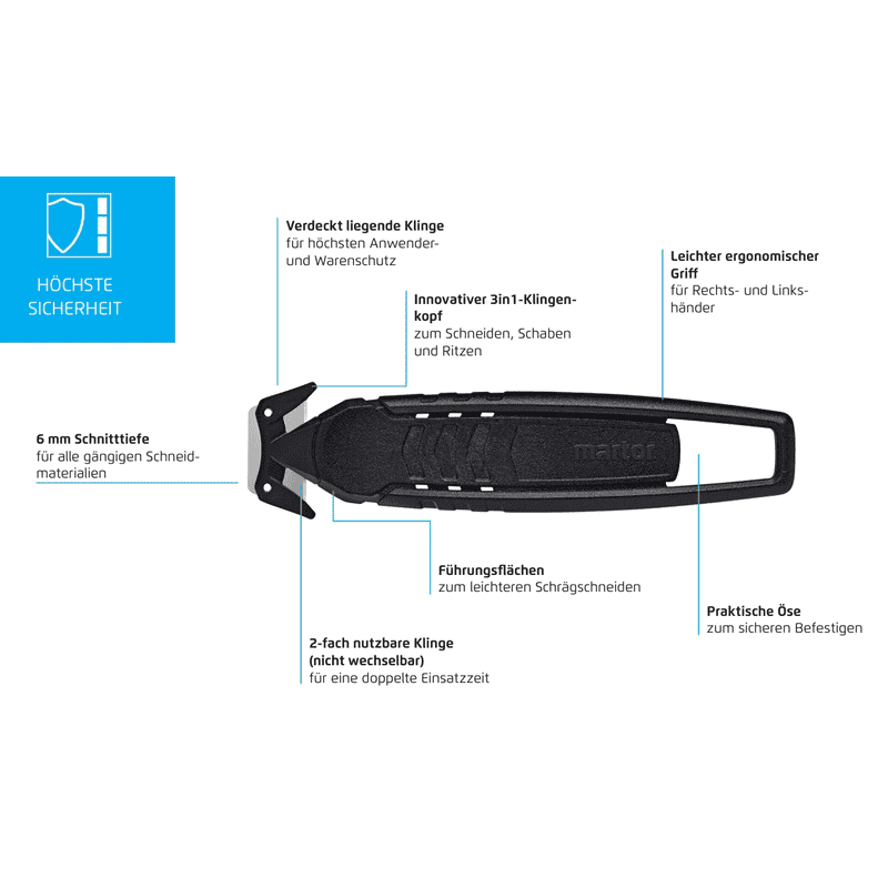 Martor Sicherheitsmesser SECUMAX 150, 6 mm Schnitttiefe, 10 Stück