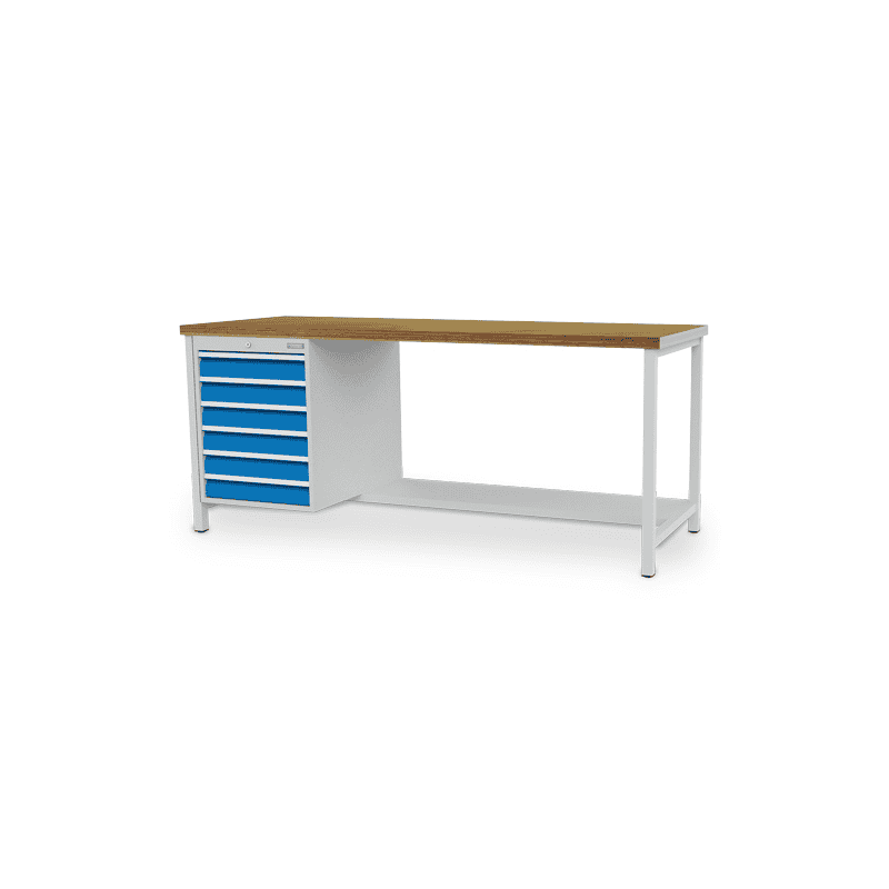 Bedrunka+Hirth Kastenwerkbank mit 6 Schubladen, R 18-24 mm, 2000 x 750 mm