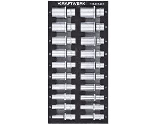 KRAFTWERK BASIC LINE EVA Steckschlüssel-Einlage 1/2", 200x400 mm, 20-teilig