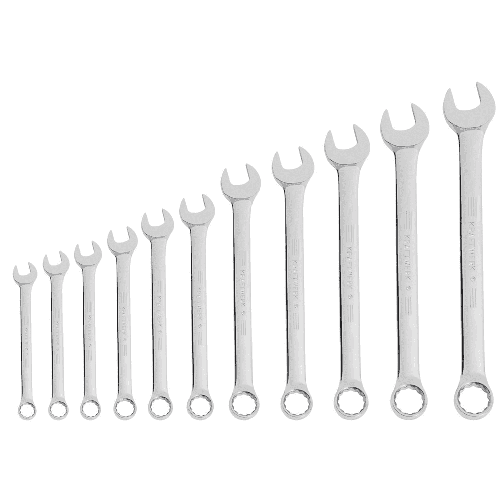 KRAFTWERK PRO LINE Gabelringschlüssel-Satz Zollmass aus Chrom-Vanadium, 11-teilig, 3/8"–1"