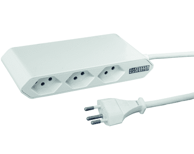 Steffen Steckdosenleiste IQ, 6 × T13 Steckdosen (2 × 3 quer), 10 A, IP20, 1,5 m Kabel, mit Überstromschutz, in zwei Farben