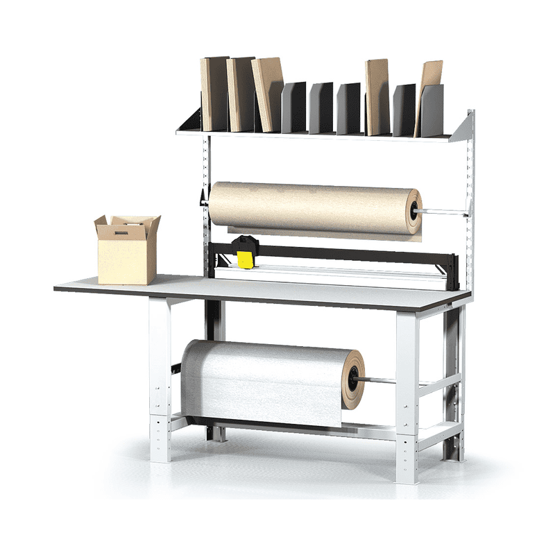 Table d'emballage avec 2 supports de rouleaux et cutter
