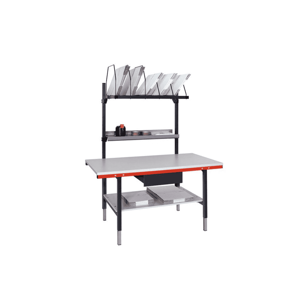 Bedrunka+Hirth Pack- und Arbeitstischkombination, höhenverstellbar, Breite 1600 mm