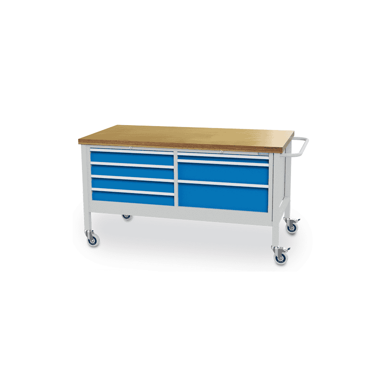 Bedrunka+Hirth Mobile Werkbank, R 24-24, Schubladenanzahl 7, BxTxH 1500 x 750 x 860 mm