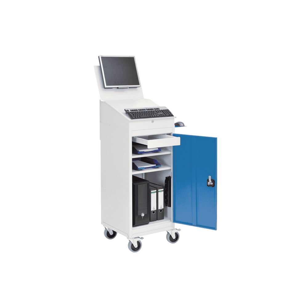 Bedrunka+Hirth Mobiler Computerschrank mit Pultaufsatz und Monitorhalterung, 500 x 500 x 1575 mm