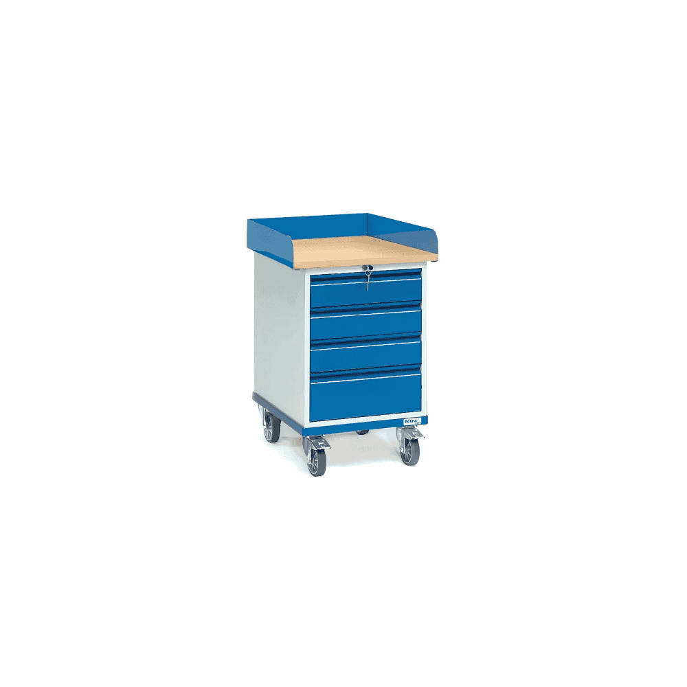 Fetra Armoire à roulettes, avec rebord et 4 tiroirs, 650 x 550 x 875 mm