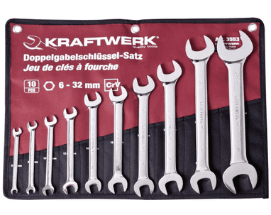 KRAFTWERK PRO LINE Doppel-Maulschlüssel-Satz, 10-teilig, 6–32 mm, im Rolletui